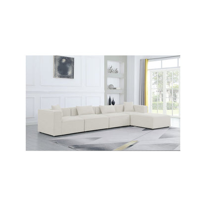 Cube Cream Durable Linen Textured Modular Sectional