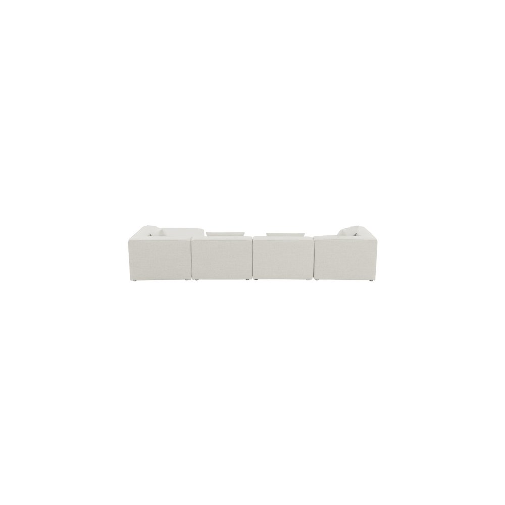 Cube Cream Durable Linen Textured Modular Sectional