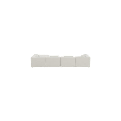 Cube Cream Durable Linen Textured Modular Sectional