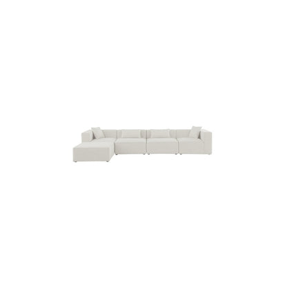 Cube Cream Durable Linen Textured Modular Sectional