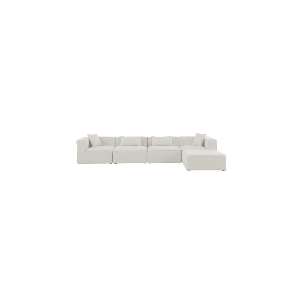 Cube Cream Durable Linen Textured Modular Sectional