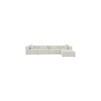 Cube Cream Durable Linen Textured Modular Sectional
