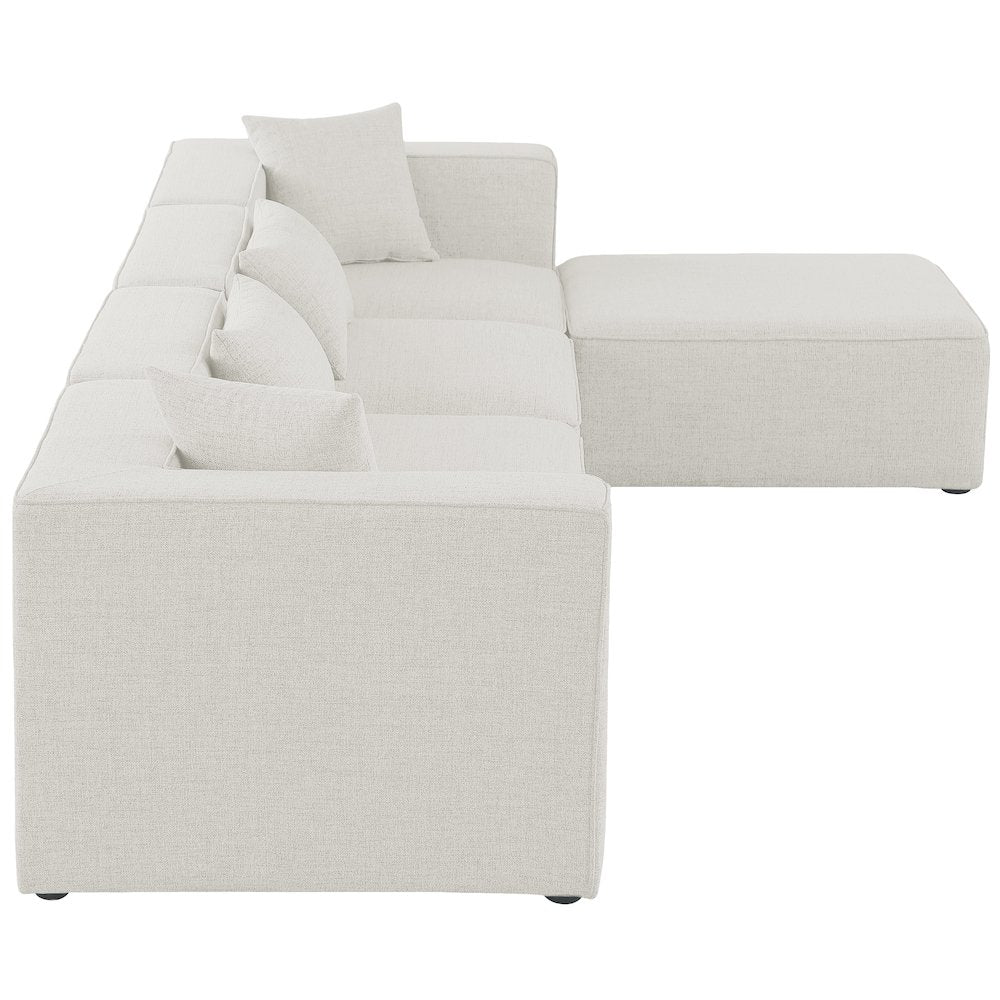 Cube Cream Durable Linen Textured Modular Sectional