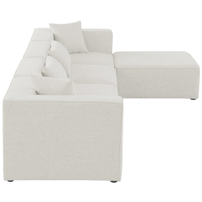 Cube Cream Durable Linen Textured Modular Sectional