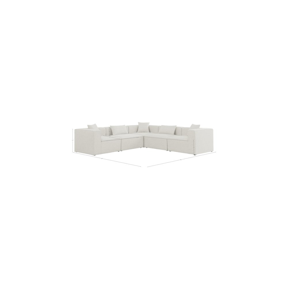Cube Cream Durable Linen Textured Modular Sectional