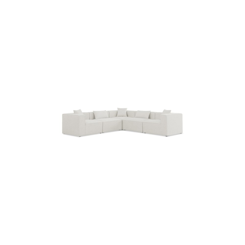 Cube Cream Durable Linen Textured Modular Sectional