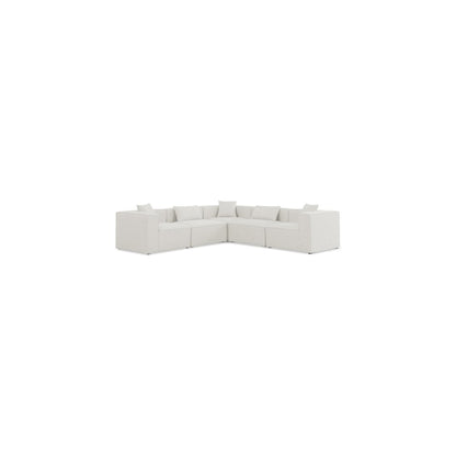 Cube Cream Durable Linen Textured Modular Sectional