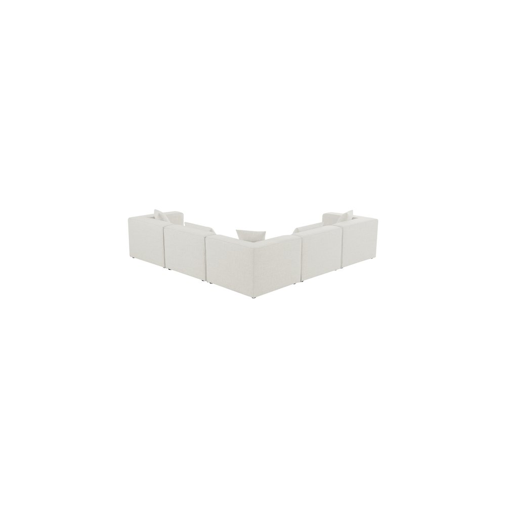 Cube Cream Durable Linen Textured Modular Sectional