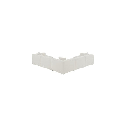 Cube Cream Durable Linen Textured Modular Sectional