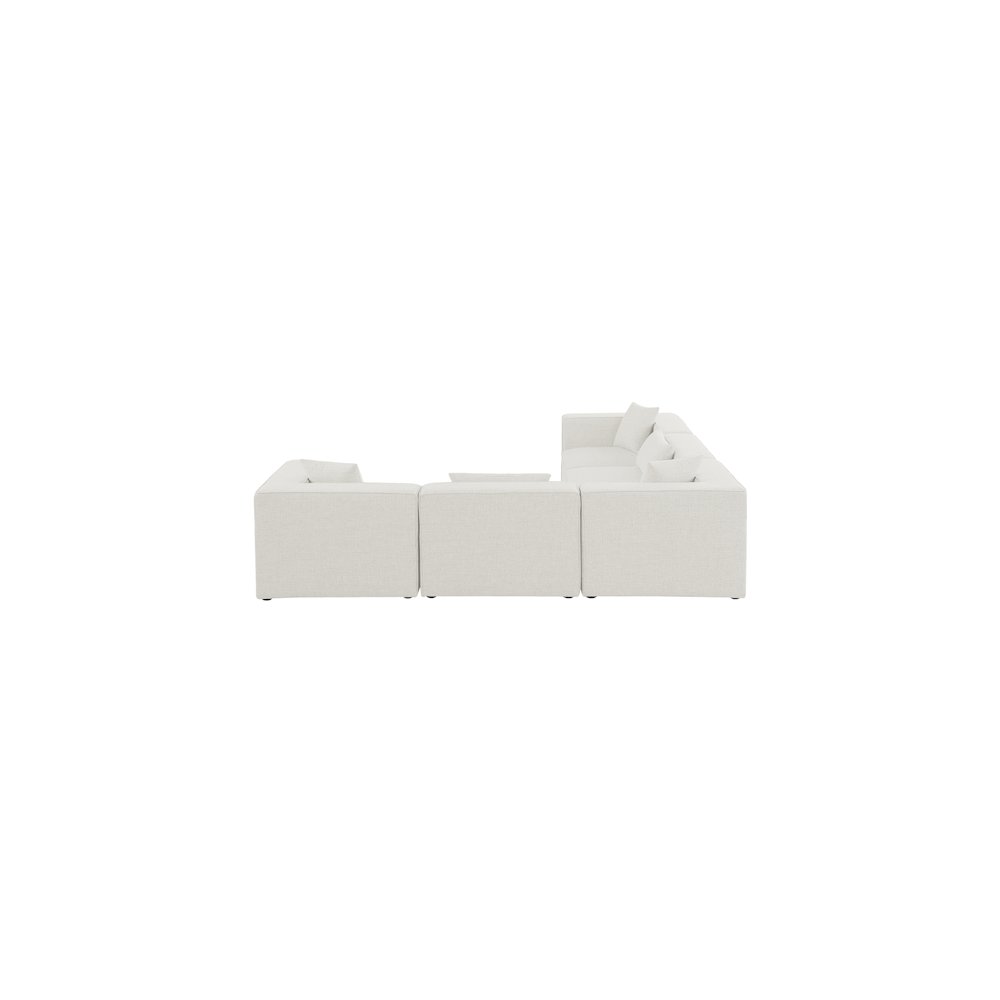 Cube Cream Durable Linen Textured Modular Sectional