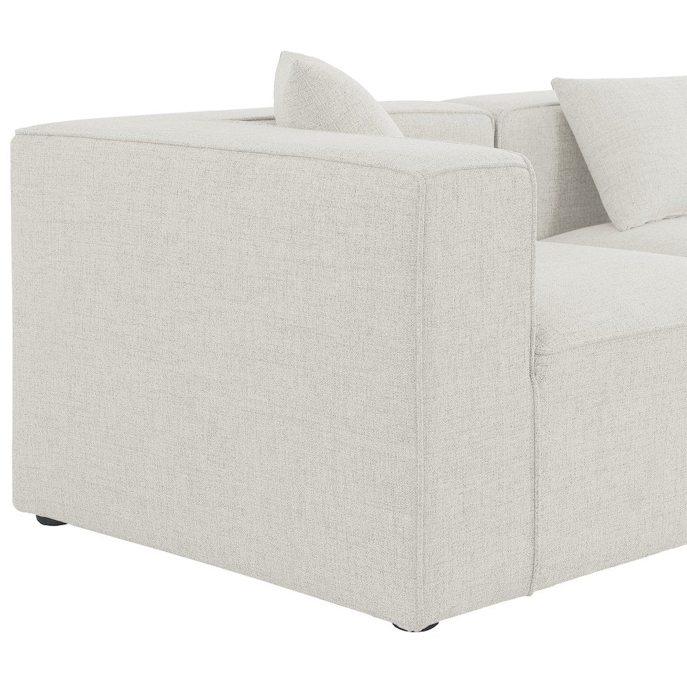Cube Cream Durable Linen Textured Modular Sectional