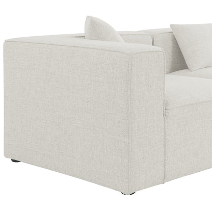 Cube Cream Durable Linen Textured Modular Sectional