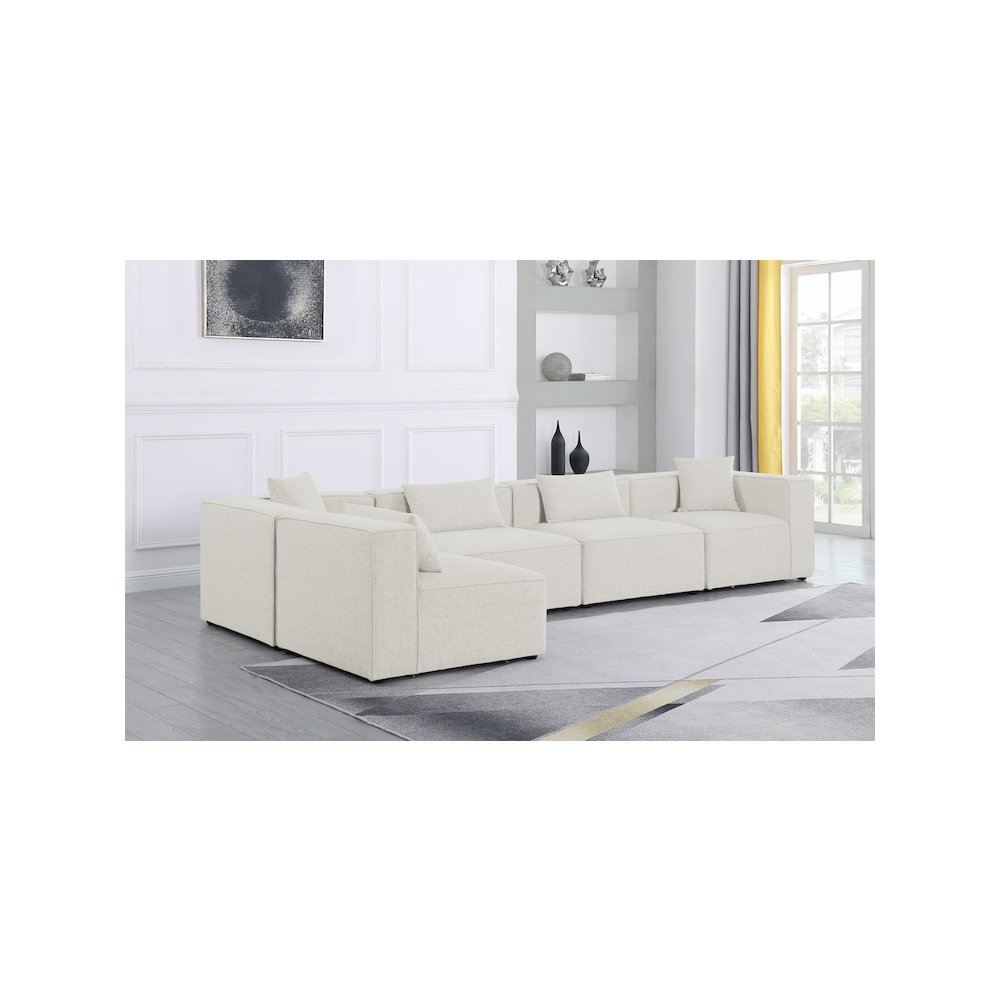 Cube Cream Durable Linen Textured Modular Sectional