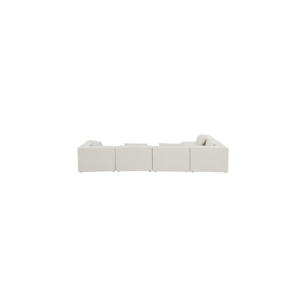 Cube Cream Durable Linen Textured Modular Sectional