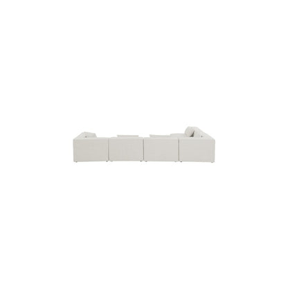 Cube Cream Durable Linen Textured Modular Sectional