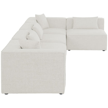 Cube Cream Durable Linen Textured Modular Sectional