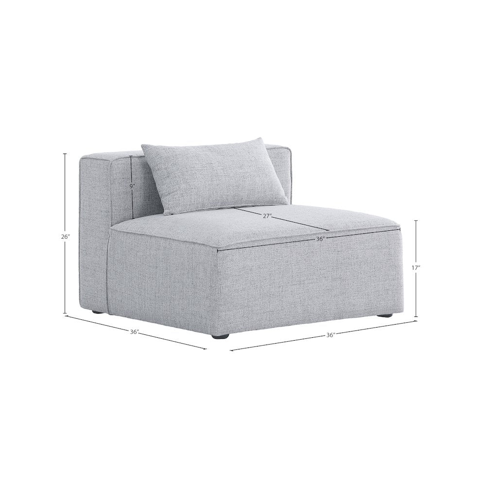Cube Grey Durable Linen Textured Armless Chair