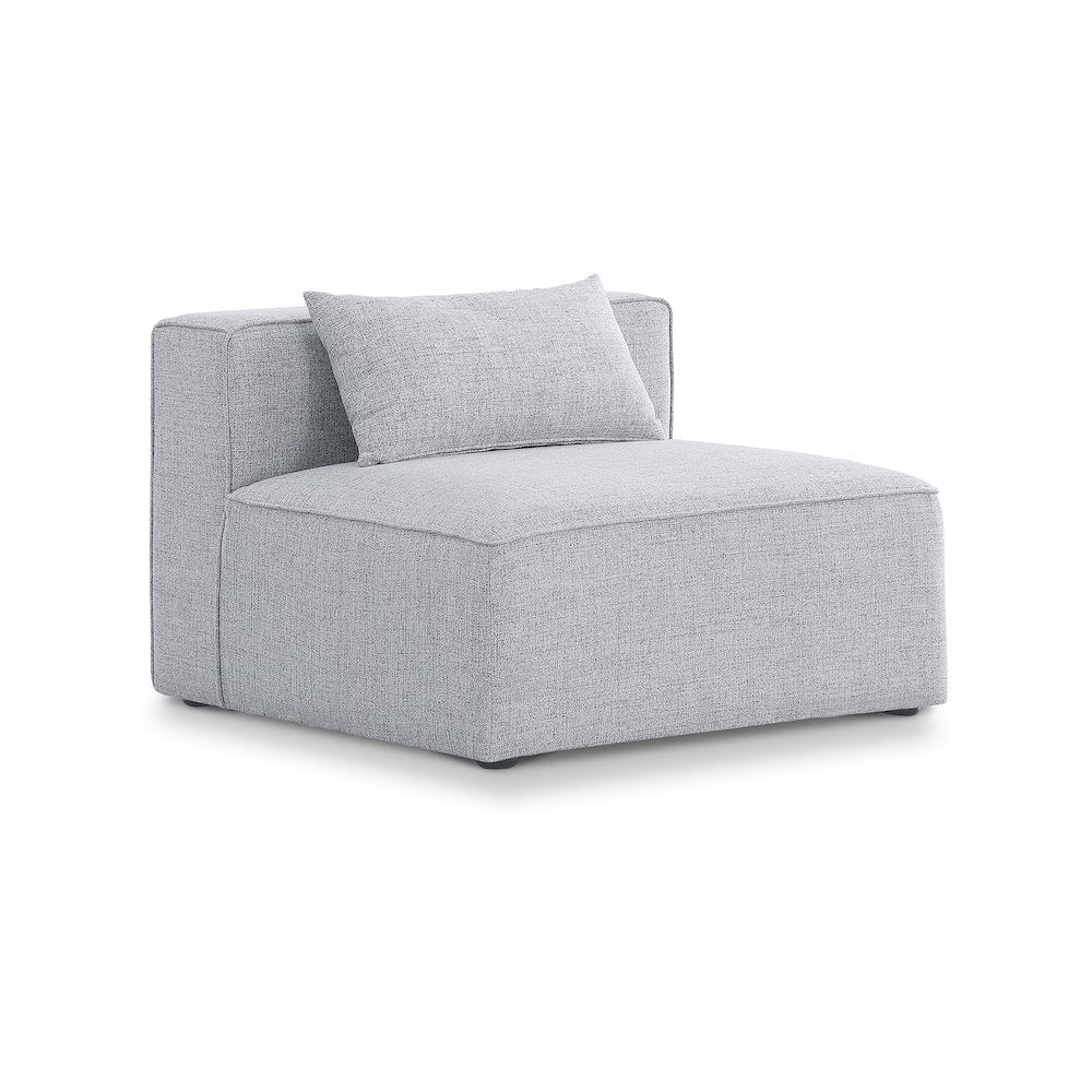 Cube Grey Durable Linen Textured Armless Chair