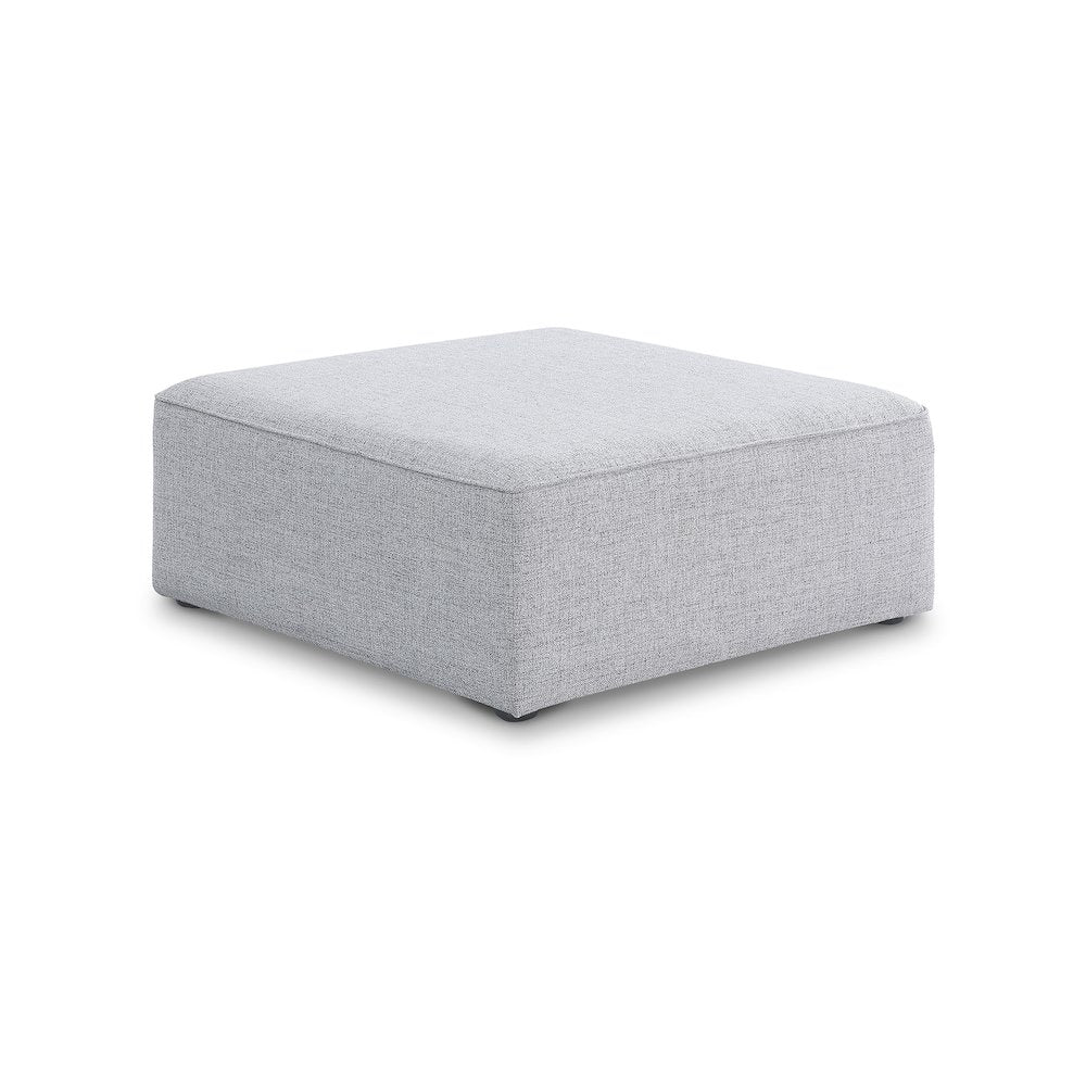 Cube Grey Durable Linen Textured Ottoman