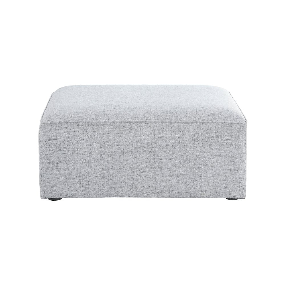 Cube Grey Durable Linen Textured Ottoman