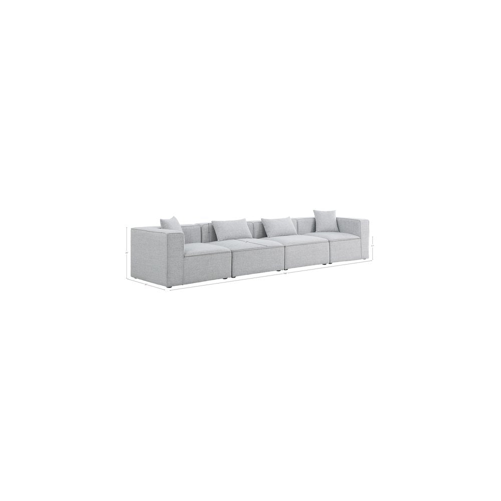Cube Grey Durable Linen Textured Modular Sofa