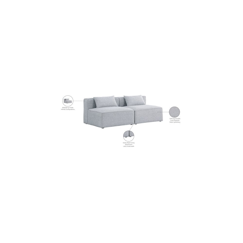 Cube Grey Durable Linen Textured Modular Sofa