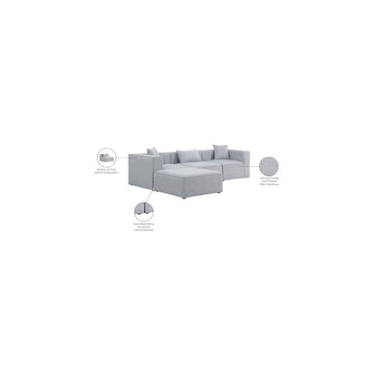 Cube Grey Durable Linen Textured Modular Sectional