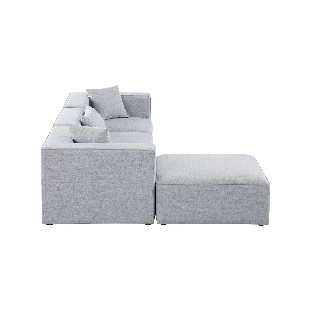 Cube Grey Durable Linen Textured Modular Sectional