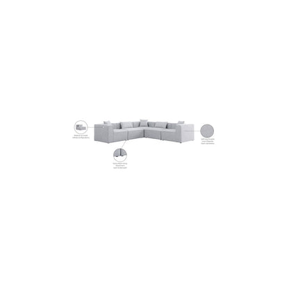 Cube Grey Durable Linen Textured Modular Sectional