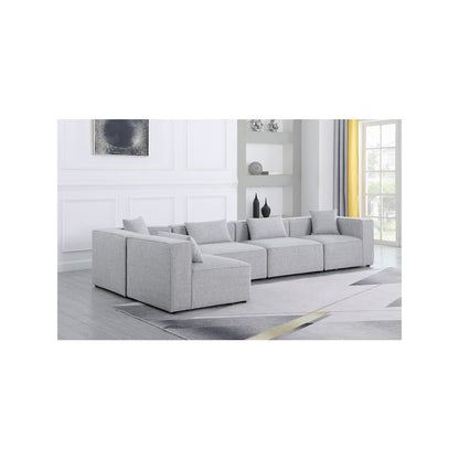 Cube Grey Durable Linen Textured Modular Sectional