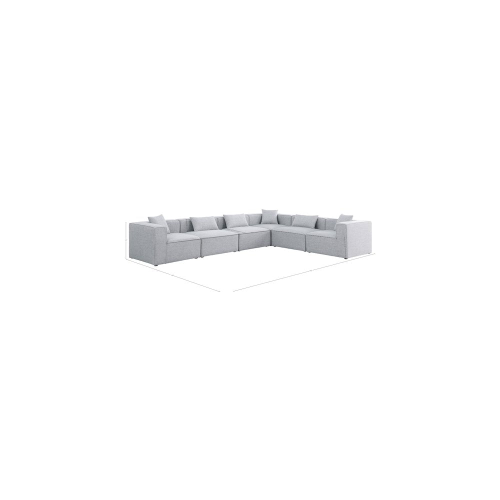 Cube Grey Durable Linen Textured Modular Sectional