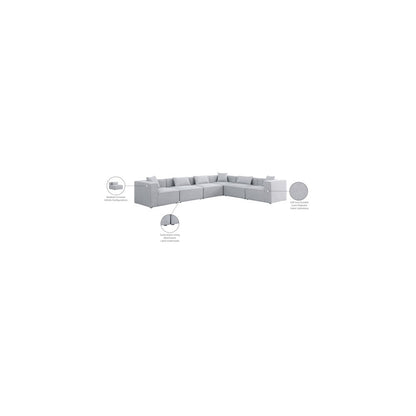 Cube Grey Durable Linen Textured Modular Sectional
