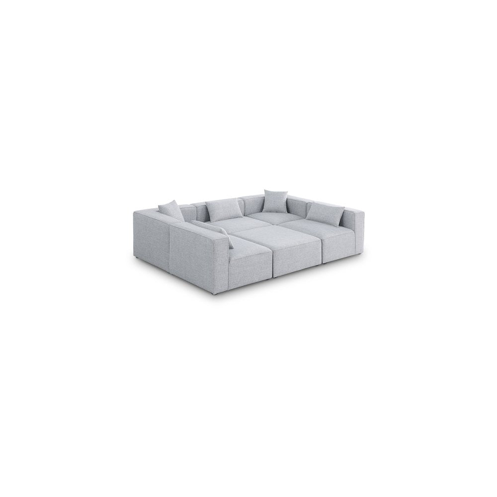 Cube Grey Durable Linen Textured Modular Sectional