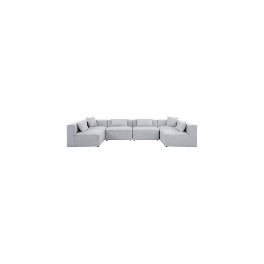 Cube Grey Durable Linen Textured Modular Sectional