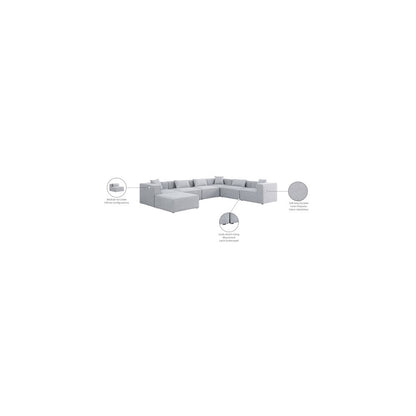 Cube Grey Durable Linen Textured Modular Sectional