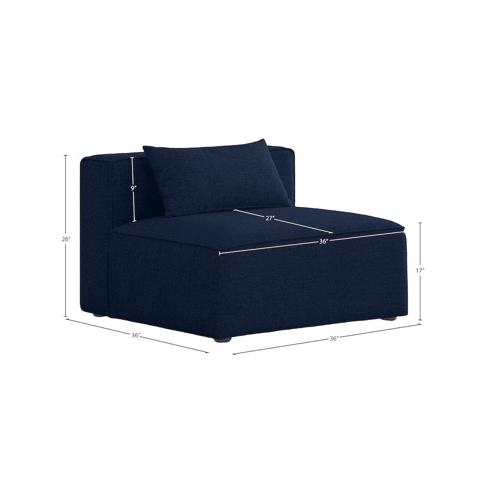 Cube Navy Durable Linen Textured Armless Chair