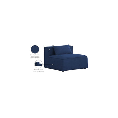 Cube Navy Durable Linen Textured Armless Chair