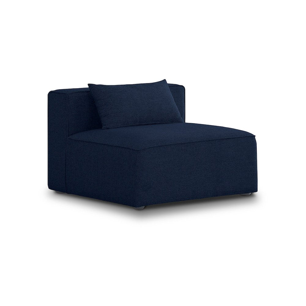 Cube Navy Durable Linen Textured Armless Chair
