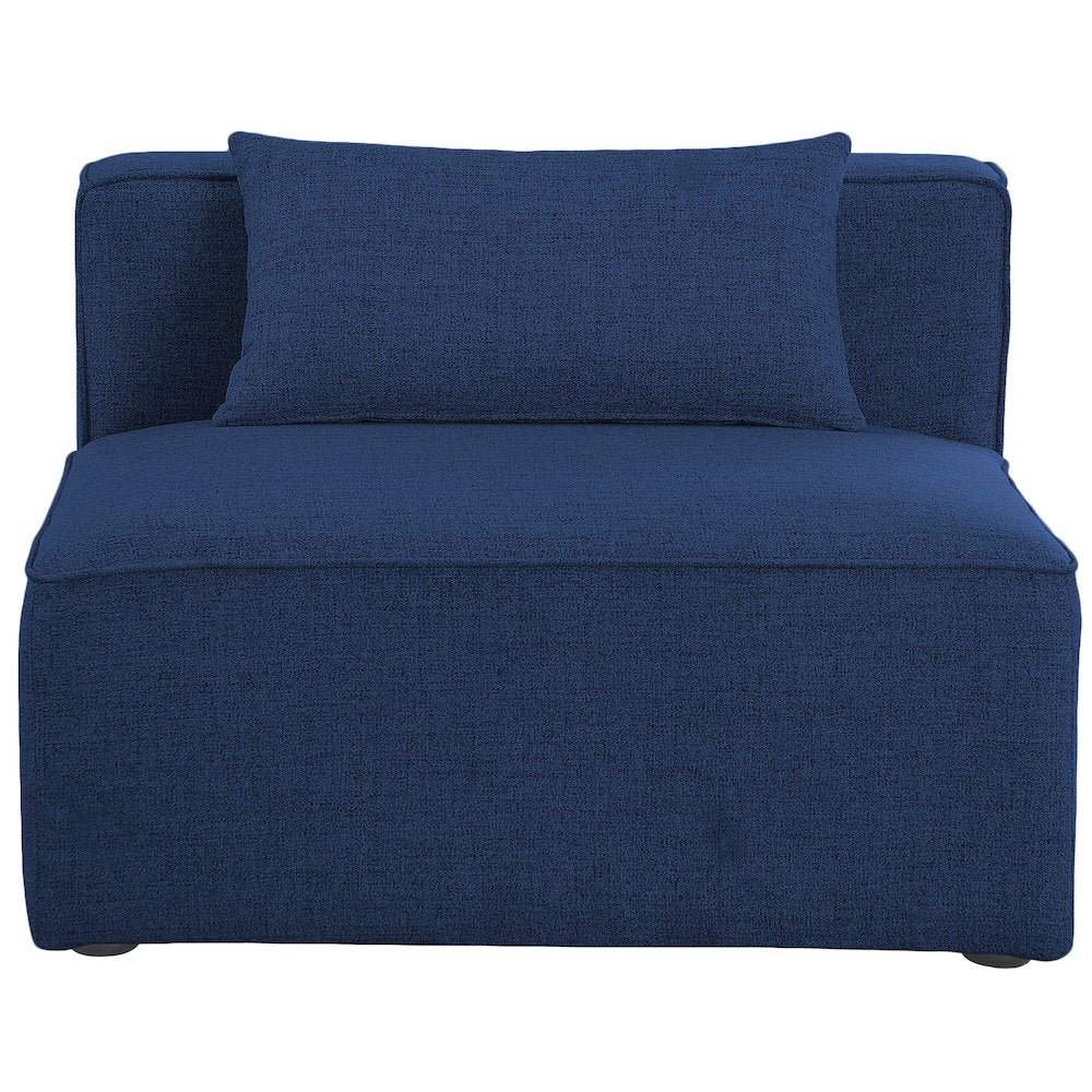 Cube Navy Durable Linen Textured Armless Chair