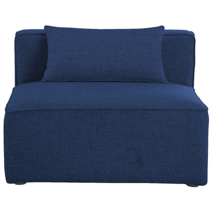 Cube Navy Durable Linen Textured Armless Chair