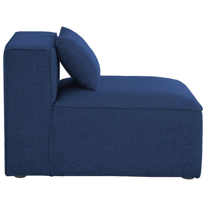 Cube Navy Durable Linen Textured Armless Chair