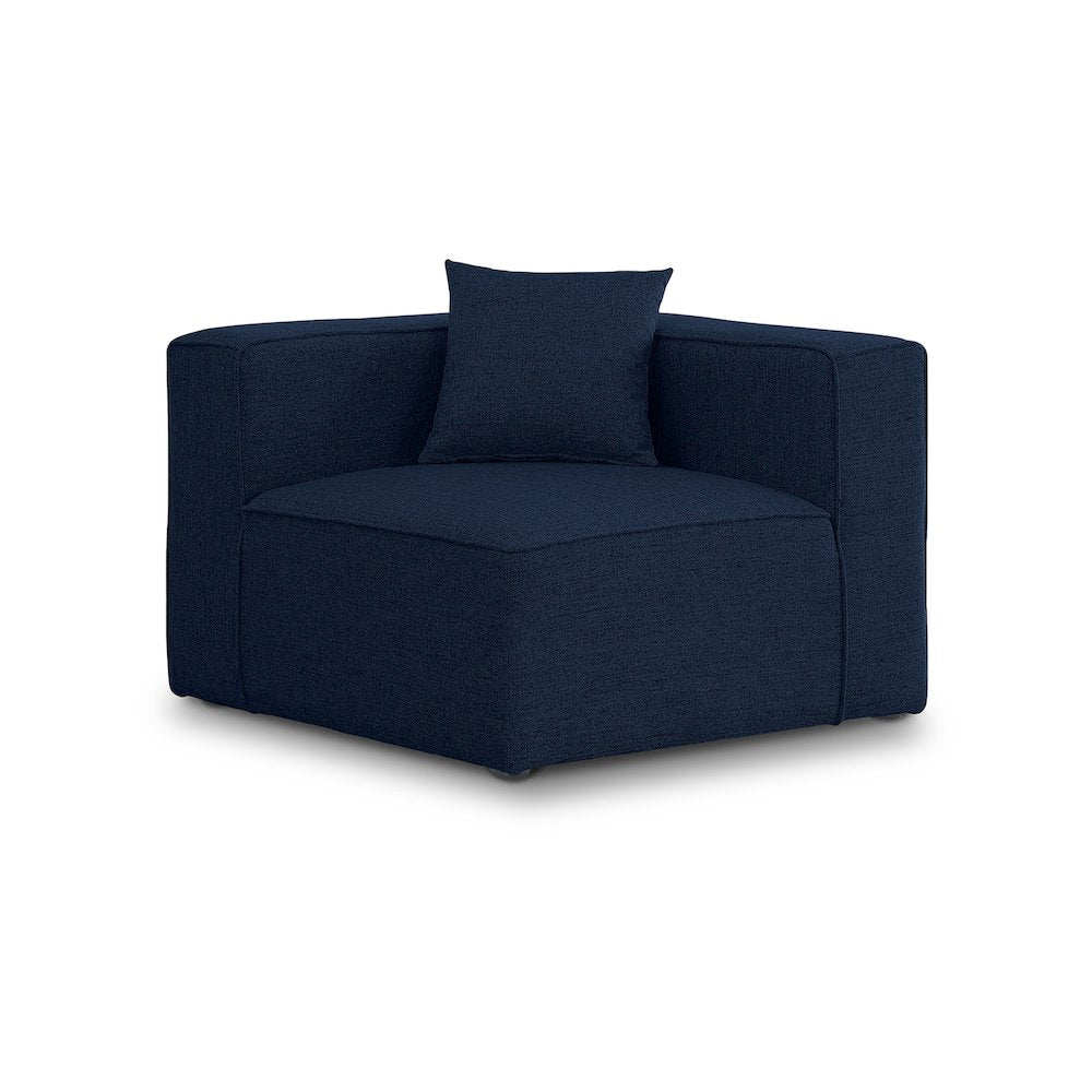 Cube Navy Durable Linen Textured Corner Chair