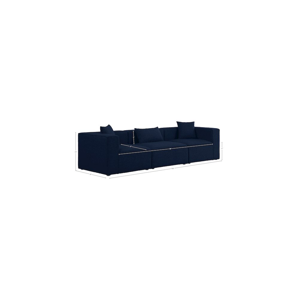 Cube Navy Durable Linen Textured Modular Sofa