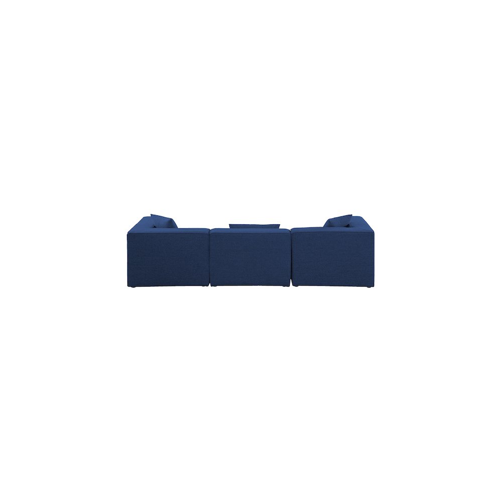 Cube Navy Durable Linen Textured Modular Sofa