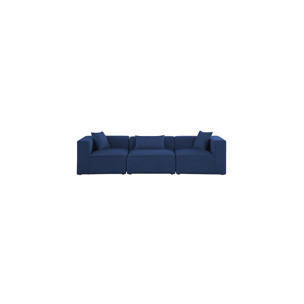 Cube Navy Durable Linen Textured Modular Sofa