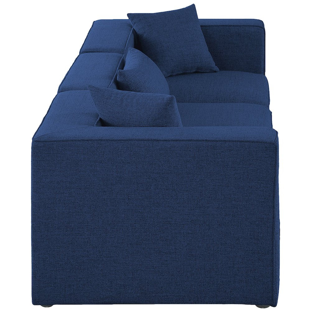 Cube Navy Durable Linen Textured Modular Sofa