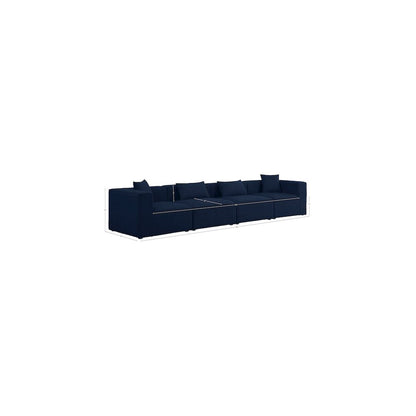Cube Navy Durable Linen Textured Modular Sofa