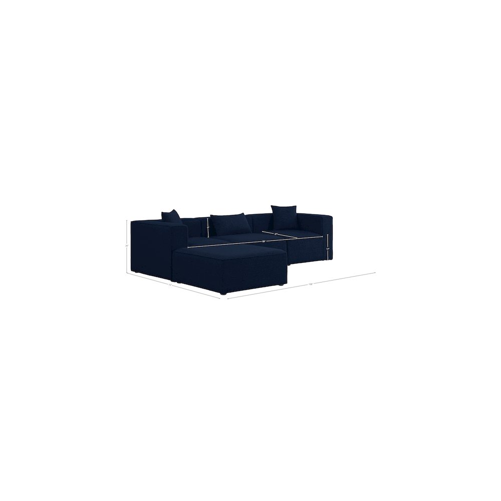 Cube Navy Durable Linen Textured Modular Sectional