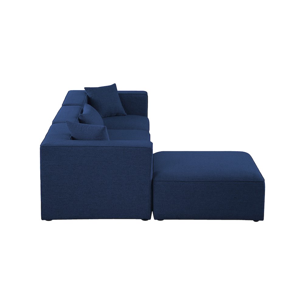 Cube Navy Durable Linen Textured Modular Sectional
