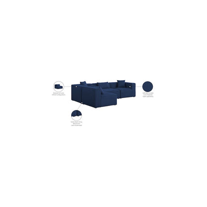 Cube Navy Durable Linen Textured Modular Sectional